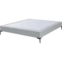 En.casa Lit double 'Lilla' Lit rembourré avec housse textile amovible 140 x 200 cm gris clair