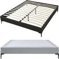 En.casa Lit double 'Lilla' avec matelas Lit rembourré avec housse textile amovible 180 x 200 cm Gris clair
