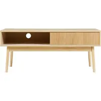En.casa Table TV 'Landskrona' 115x40x48 cm avec deux portes coulissantes imitation chêne