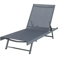 Casa.pro Chaise longue « Baragiano » – Poids max. 150 kg – Structure en aluminium 197 x 64 x 30 cm – Gris foncé