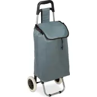 Relaxdays Chariot de courses avec sac amovible, pliable, Gris