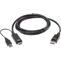 Aten HDMI/USB A – DisplayPort (1.80 m), Câble vidéo, Noir