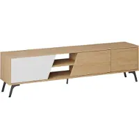 Skye Decor , Fiona - Oak, White, Table de télévision, chêne, 100 % PANNEAUX ESPAGNOLS MELAMINÉS, 180 x 35,6 x 48 cm