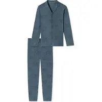 Schiesser Pyjama long 'Fine Interlock' bleu-gris