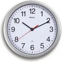 MAUL Horloge murale MAULrun Ø 25.2 x 5 cm radiocommandée plastique 1 x AA (1.5 V) argenté