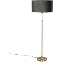 QAZQA Lampadaire doré avec abat-jour ovale en velours vert 50 cm - Parte