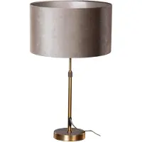 QAZQA Lampe de table bronze avec abat-jour en velours taupe 35 cm - Parte