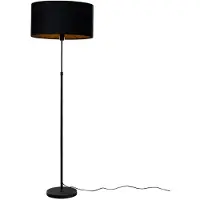 QAZQA Lampadaire noir avec abat-jour en velours ovale 50 cm - Parte