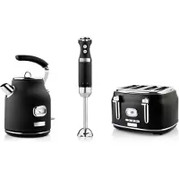 WESTINGHOUSE Retro Frühstücksset, 4-Schlitz Toaster, Wasserkocher, Stabmixer