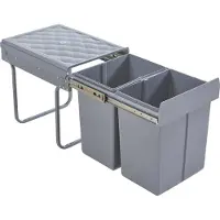 En.casa Poubelle encastrable 'Froland' 48x34x42cm Gris 2x20L