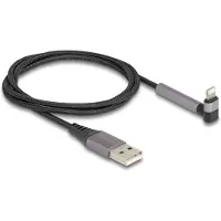 DeLOCK - Câble Lightning - USB mâle droit à Lightning mâle incliné, support - 1,5m - noir/gris - Charge and Sync (85404)