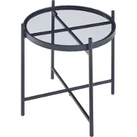 En.casa Table d'appoint 'Lier' avec plateau en verre rond 41,5 x 46 cm noir