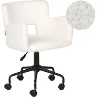Beliani Chaise de bureau avec revêtement en bouclette blanc mobilier de bureau moderne élégant avec accoudoirs