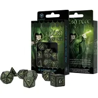 Q-workshop SELV19 - Jeu de cubes Elvish, noir & glow-in-the-da (7 pièces)