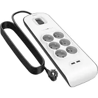 Belkin Multiprise parafoudre 6 prises avec 2 ports USB 2,4 A BSV604CA2M