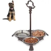 Relaxdays 10028991 Fonte De Fer Gamelle Pour Chiens Chats 3 Bols En Acier De 200 Ml Antique Poignée Marron Inox Brun Foncé 1x 3x Inoxydable