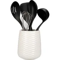 KitchenAid Set de 6 Ustensiles Résistants à la Chaleur avec Porte-Ustensiles