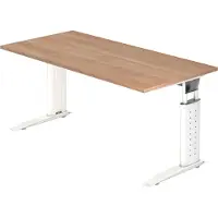 Hjh OFFICE PRO UNDA 16 W - 160 x 80, réglable en hauteur, noyer/blanc