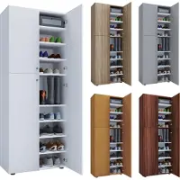 VCM XXL bois Grande armoire à chaussures Commode à chaussures Étagère à chaussures Bottes Grande Lona 9 compartiments