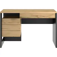 DIAGONE Bureau Rush 119cm, 1 porte & 1 tiroir - décor de chêne/noir