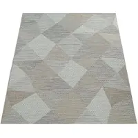 Paco Home Tapis plat d'intérieur et d'extérieur Motif géométrique Motif losange Couleur beige Dimensions 120 x 170 cm