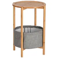 Wenko Table d'appoint Bahari avec panier, en bambou - Gris