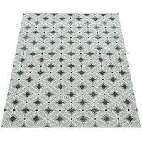 Paco Home Tapis d'intérieur et d'extérieur au design rétro Balcon Terrasse 3D-Web-Art Gris Beige Dimensions 80 x 150 cm
