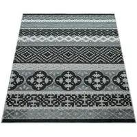 Paco Home Tapis d'intérieur et d'extérieur au design rétro Balcon Terrasse 3D-Web-Art Noir Dimensions 80 x 150 cm