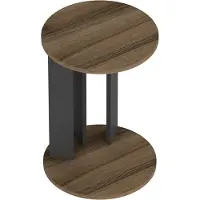 En.casa Table d'appoint Frederiksberg Table de salon ronde 64 cm de haut Table aspect noyer anthracite Table de salon