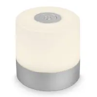 B.K.Licht Mini lampe de table LED dimmable 3 niveaux 70mm ronde 2700K lumière blanche chaude IP44 batterie USB C argentée lampe mobile salon chambre extérieur