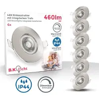 B.K.Licht lot de 6 spots à encastrer nickel mat spéciales sdb dimmables