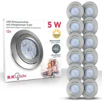 B.K.Licht lot de 6 spots LED encastrables ultra-plats orientables platine LED 5W intégrée plafonnier éclairage intérieur blanc chaud 230V IP23