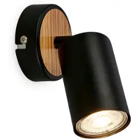 Briloner - Applique murale orientable GU10 9W 8x15,5 cm Noir/Bois Lampe de lecture Salon Chambre Cuisine Couloir