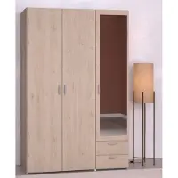 Parisot Armoire Salvador avec miroir, 3 portes & 2 tiroirs - chêne jackson
