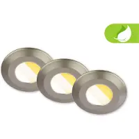 Briloner lot de 3 spots LED encastrés dans la salle de bain 230V CTS interrupteur Ra90 étanche nickel mat