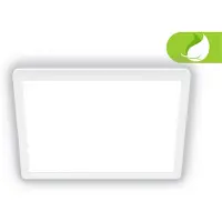 Briloner Tava A Lampe de plafond à LED, CEE A source lumineuse*, plat, lumière indirecte, lampe de salon, panneau LED, lampe de cuisine, 29x29x3cm, blanc