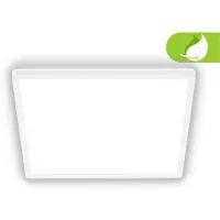 Briloner Tava A Lampe de plafond à LED, CEE A source lumineuse*, plat, lumière indirecte, lampe de salon, panneau LED, lampe de cuisine, 42x42x3cm, blanc