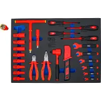 Bgs Garniture de servante d'atelier 3/3 : Jeu de douilles VDE entraînement carré intérieur 10 mm (3/8") 26pcs - 70218
