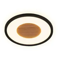 Briloner Sufit Wood Plafonnier LED,Reproduction bois, Bord lumineux élégant, Lumière indirecte, Lumière blanche chaude, Noir-bois, Ø29 x 3 cm