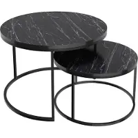 En.casa Set de 2 tables basses 'Skagen' en marbre, noir