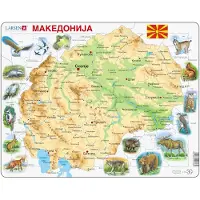Larsen Puzzle Puzzle Cadre - Carte de la Macédoine - 51 à 99 pièces