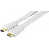Exertis Connect High Speed HDMI Flachkabel, vergoldete Stecker, HDMI St. A / St. A, weiß, 1,0 m Flaches weißes HDMI