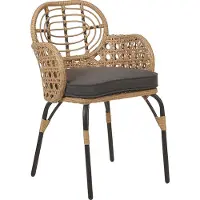 Beliani Lot de 6 chaises en rotin naturel avec coussins gris pour l'assise dossier et accoudoirs en osier design boho