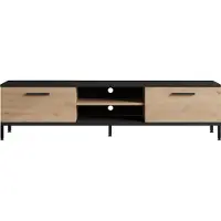 En.casa Tableau TV Lempäälä Lowboard 160 cm Table TV avec 2 portes et 2 compartiments de rangement Pieds métalliques chêne/noir