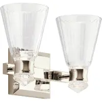 Quintiesse Kayva LED Applique murale double nickel poli transparent à facettes IP44 (1250 lm)
