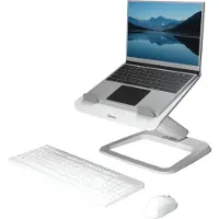 Fellowes Support pour ordinateur portable Hana LT, pour 1 ordinateur portable jusqu'à 19" & jusqu'à 4,5 kg, réglable en hauteur/rotatif, gestion des câbles, L 342 x P 396 x H 102 mm, blanc