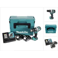 Makita DHP 484 RFJ Perceuse visseuse à percussion sans fil 18V Li-ion + 2x Batteries 3,0 Ah + Chargeur + Coffret Makpac