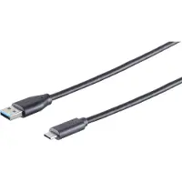 S-Conn Câble adaptateur USB-A vers USB-C, transfert de données et alimentation 5 Gbt/s, noir - Longueur : 0,5m