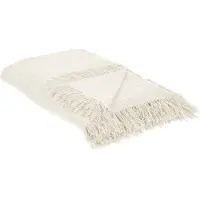 Beliani Couvre-Lit En Coton 200 X 220 Cm Blanc Cassé Yerbent