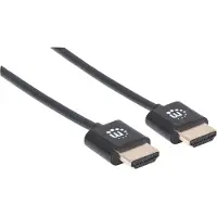 Manhattan HDMI Cable with Ethernet (Ultra Thin), 4K@60Hz (Premium High Speed), 3m, Male to Male, Black, Ultra HD 4k x 2k, Fully Shielded, Gold Plated Contacts, Lifetime Warranty, Polybag - Câble...